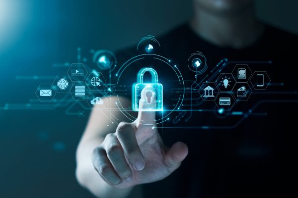 Concept of cyber security, information security and encryption, secure access to user's personal information, secure Internet access, cybersecurity.